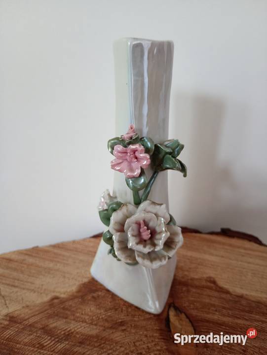 Śliczny Wazon z Różą porcelana stylowy wazonik z kujawsko-pomorskie
