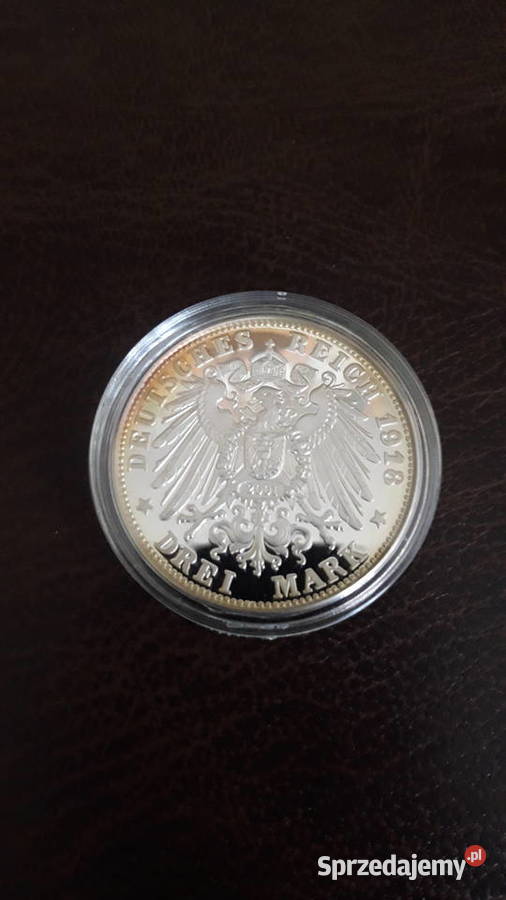 3 marki1918 rBajernreplika z 2001 rlustrzanka Konin