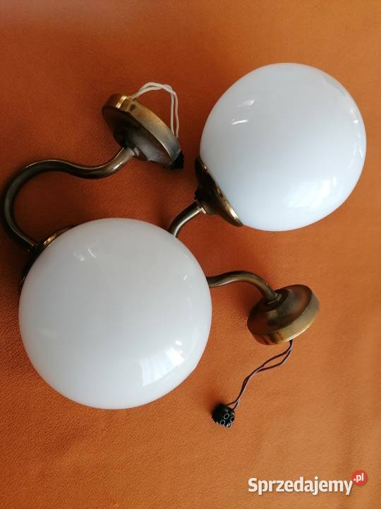 Kinkiet Ścienny Złoty Metalowy Mleczny Biały Łódź