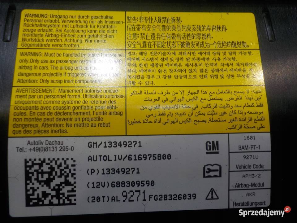 CHEVROLET ORLANDO 12r 5D AIRBAG poduszka Suków