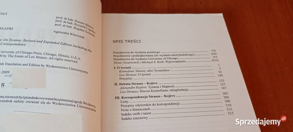 O tyranii zawiera korespondencję Strauss Kojve Gdańsk sprzedam