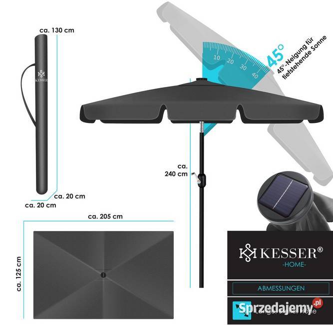 Parasol przeciwłoneczny prostokąt 125x205 Parasole ogrodowe Ruda Śląska