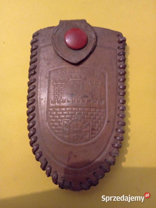 Skórzane etui z herbem Krakowa pamiątka vintage Antyki, Sztuka, Kolekcje małopolskie Bukowno sprzedam