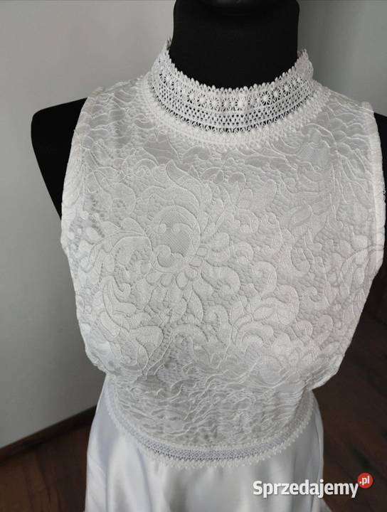 Sukienka ślubna satynowa 44 2XL Bonprix biała Suwałki