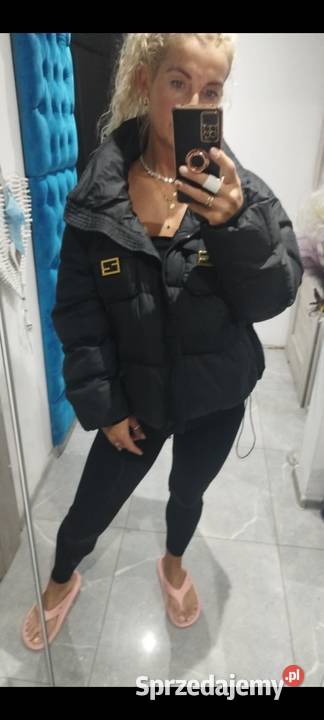 Czarna kurtka puchowa oversize Inny wzór Głogów