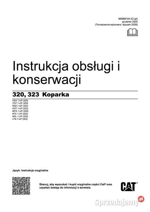 CATERPILLAR 320 323 Koparka gąsienicowa DTR sprzedam