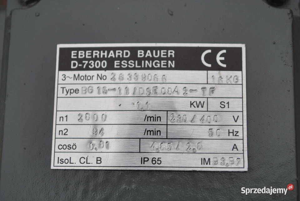 Motoreduktor 11kw 94obrmin Firmy Bauer Kargowa sprzedam