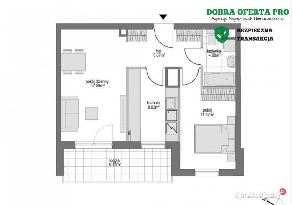 2 pokoje loggia 9 m garaż 2018 Gdańsk