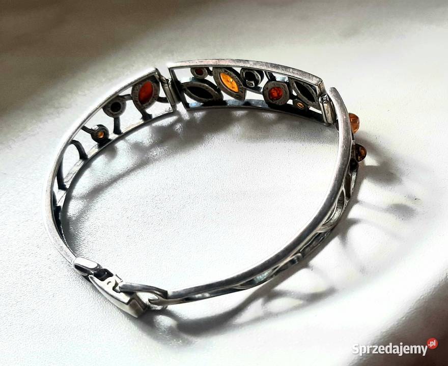 Srebrna bransoletka z bursztynem sprzedam