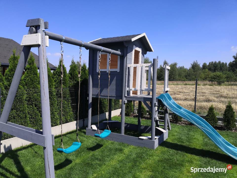 Domek plac zabaw huśtawka piaskownia ścianka Kawnice