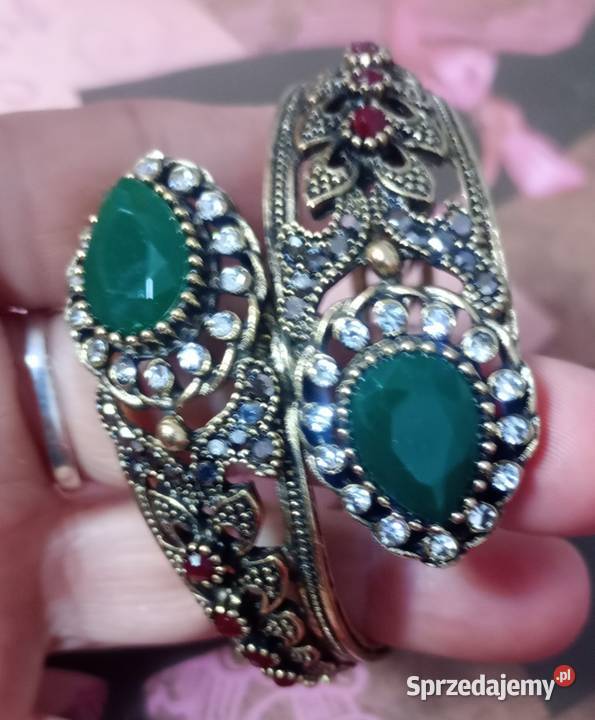 Piękna lśniąca bransoletka mankietowa styl podlaskie