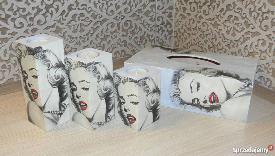 Chustecznik drewniany Marilyn Monroe decoupage Halinów