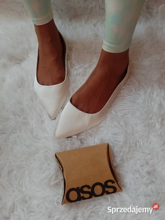 44 UK 11 ASOS Design Ekskluzywne białe baleriny 28cm Kraków sprzedam