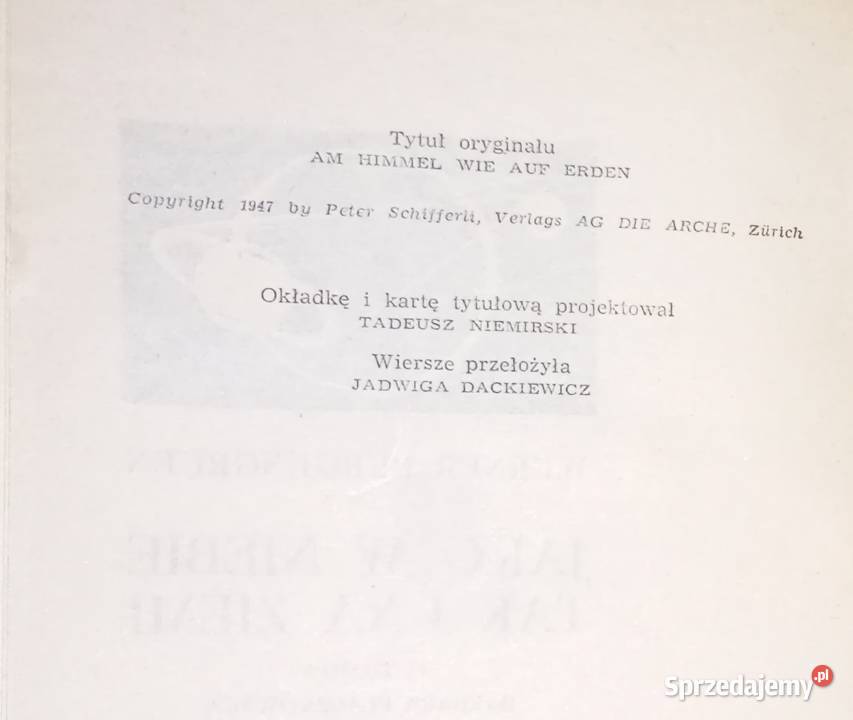 Werner Bergengruen Jako w niebie tak i na ziemi Rzeszów sprzedam