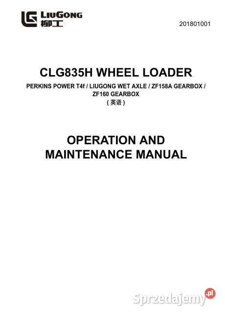 Liu Gong 835H instrukcja obsługi i serwisowa świętokrzyskie Kielce
