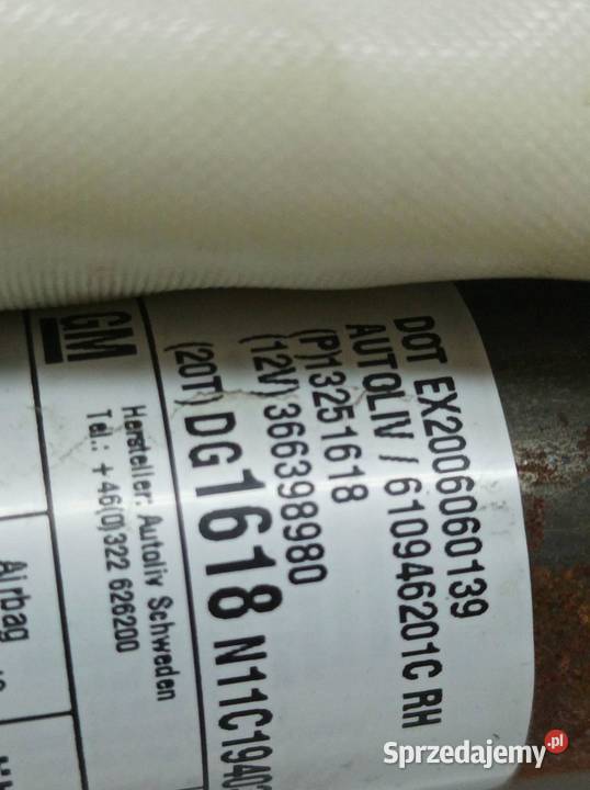 KURTYNA POWIETRZNA AIRBAG PRAWA KOMBI 13251618 osobowe świętokrzyskie