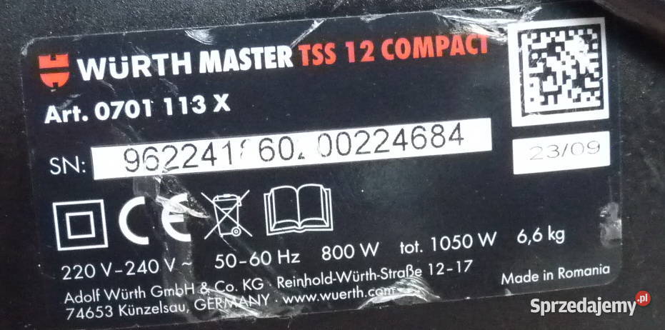 Odkurzacz Wurth TSS 12 Compact dolnośląskie Wrocław sprzedam