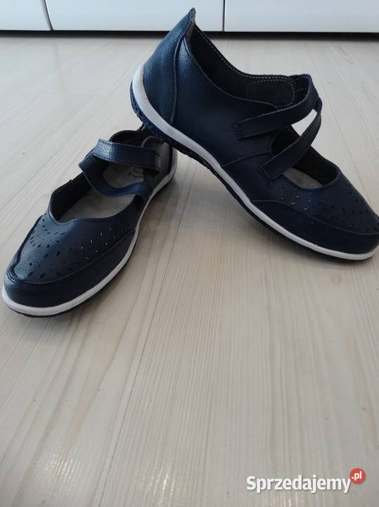 Buty Skórzane Naturalna Skóra Granatowe podlaskie Łomża