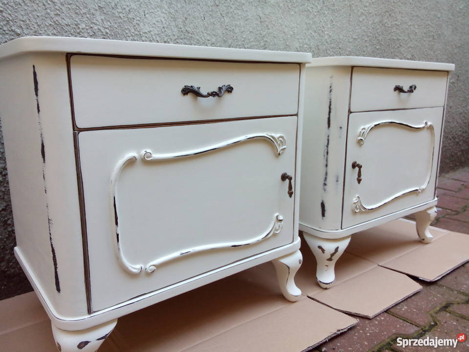 Szafki nocne białe komplet 2 w stylu Vintage Lublin sprzedam