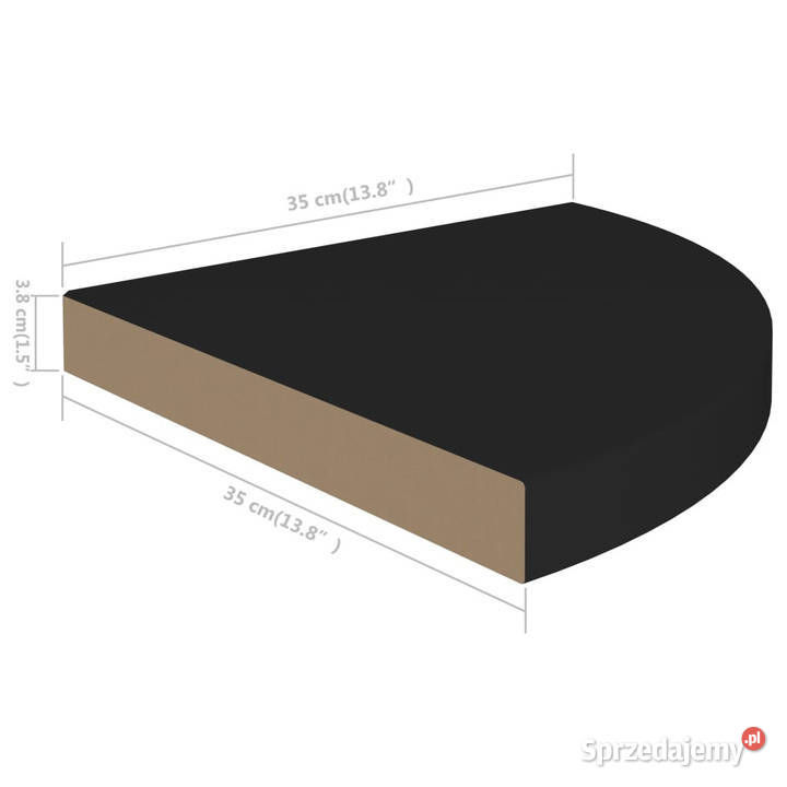 Narożne półki ścienne 2 czarne 35x35x38 MDF Półki Warszawa