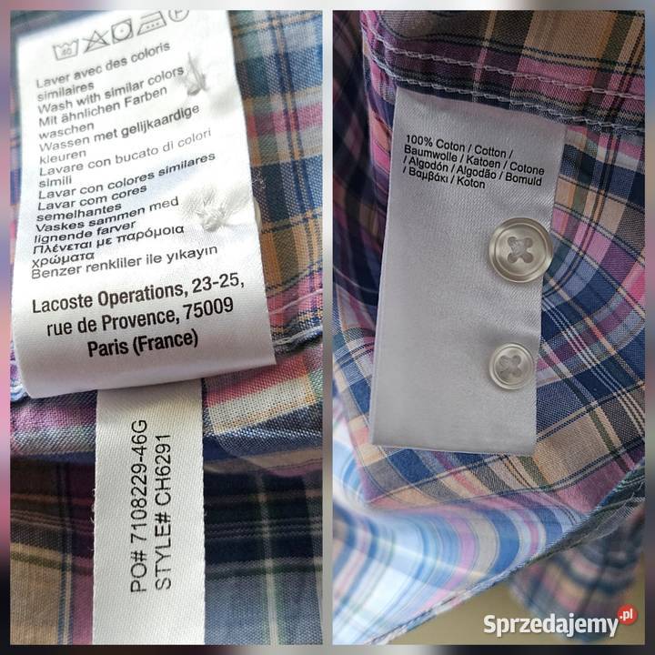 Lacoste oryginalna koszula rozmiar L regular fit Lublin sprzedam