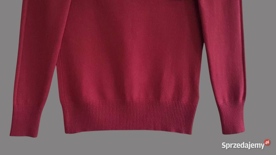 Damski bawełniany ciepły sweter bordowy z długim Swetry i golfy Swetry i golfy Chrzanów