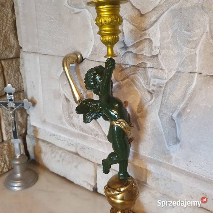 Podstawa do lampy naftowej świecznik z brązu