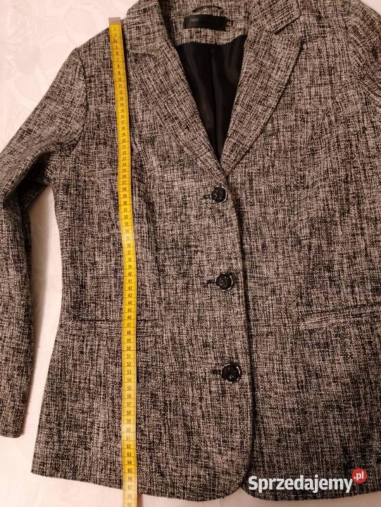 MARYNARKA damska melanż czarnobiały rozmiar 42 Rozmiar 42(XL) Marynarki i żakiety Oborniki sprzedam