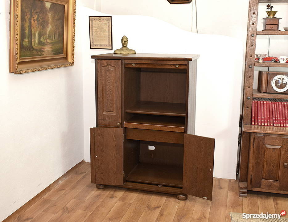 SEKRETARZYK SEKRETERA BIURKO SZAFKA KOMPUTER DĄB Świdnica