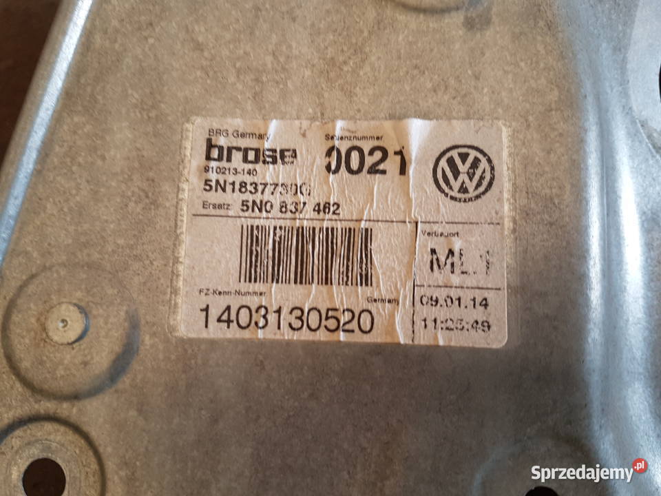 VW TIGUAN MECHANIZM PODNOSNIK SZYBY PRAWY PRZOD Turek