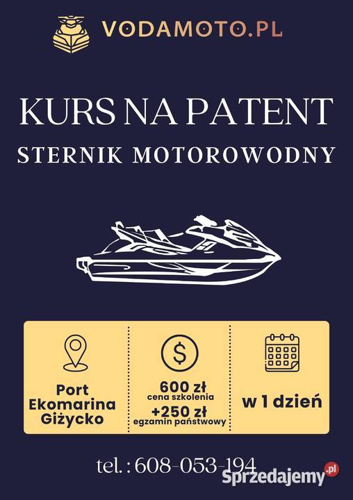 Kurs na patent sternika motorowodnego w jeden Giżycko