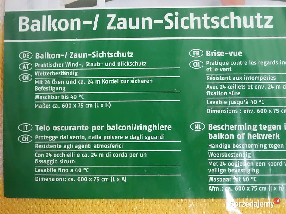 Mata osłonowa na balkon płot Florabest 600 x 75 Płoty osłonowe