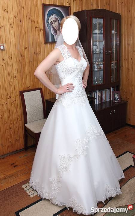 suknia ślubna ecri z welonem i halką Olsztyn sprzedam