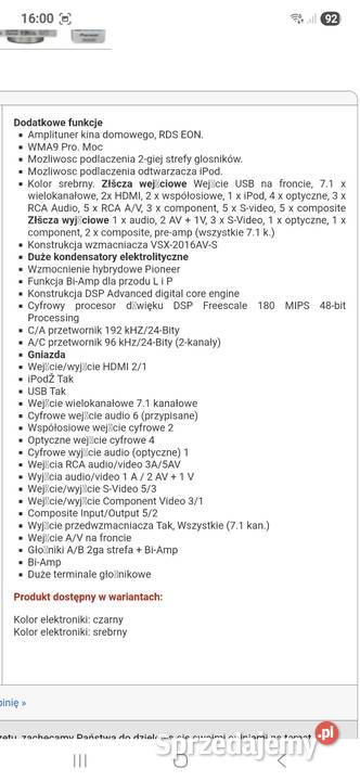 Aplituner pioner vsx 2016av s Malbork sprzedam