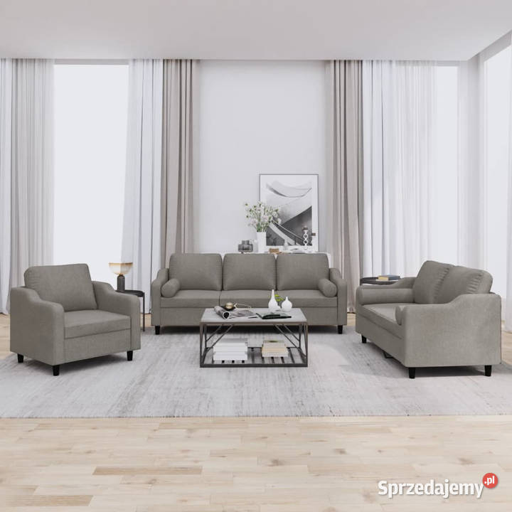 3cz komplet wypoczynkowy z poduszkami taupe mazowieckie Warszawa sprzedam