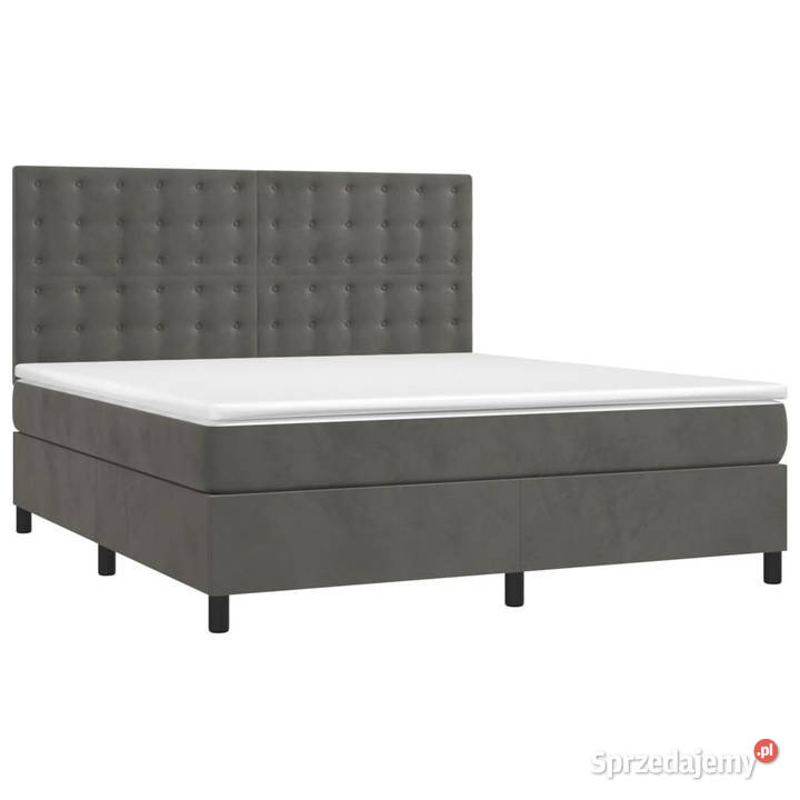 Łóżko kontynentalne z materacem i LED szary 128cm Łóżka