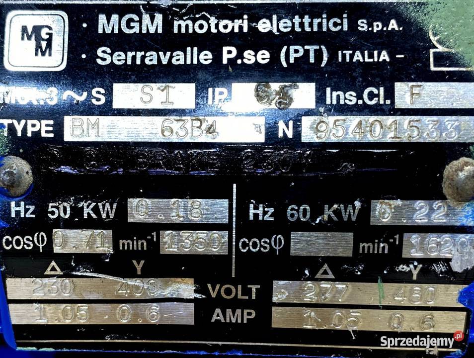 motoreduktor przekładnia 018kW 135obr 3fazowy kujawsko-pomorskie sprzedam