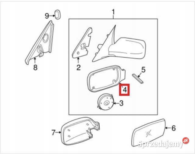 RAMKA OBUDOWA LUSTERKA PRAWA SAAB 93 93 9903 OEM Motoryzacja sprzedam