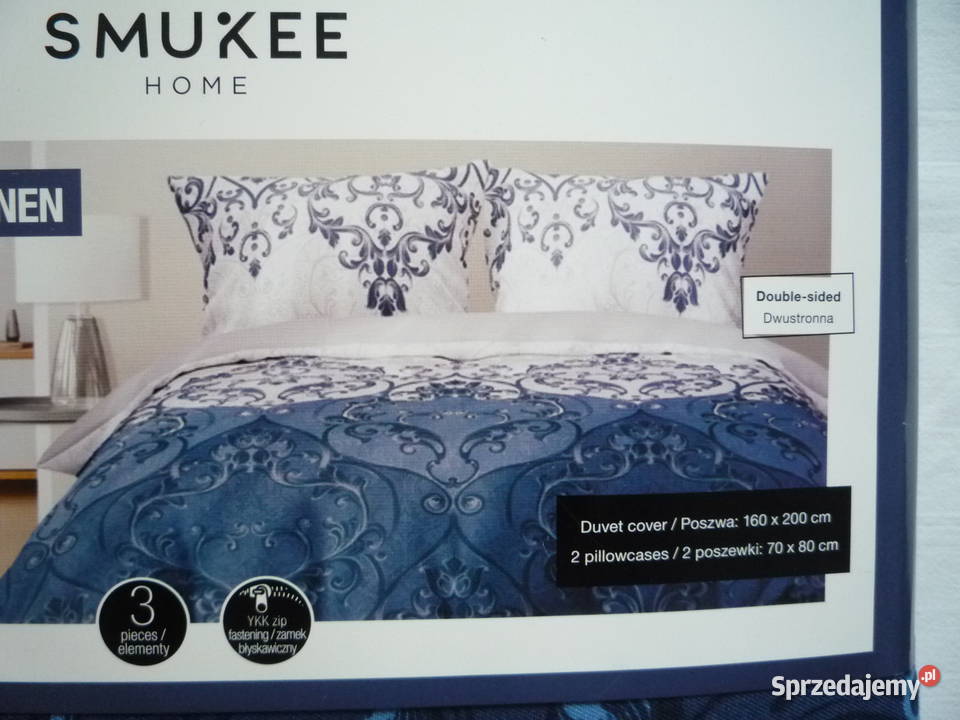 Smukee nowa granatowa szara pościel satynowa Komplety pościeli Szczecin