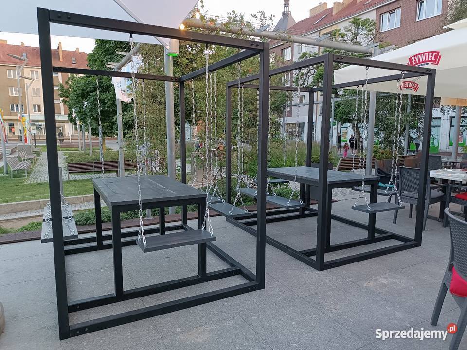 Stół huśtawka drewniany zestaw metalowy z Radłów