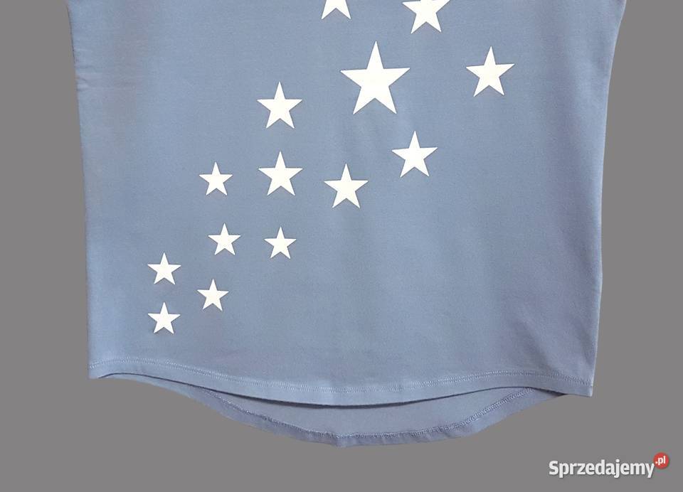 Damska bluzka bawełniana niebieska z krótkim Chrzanów