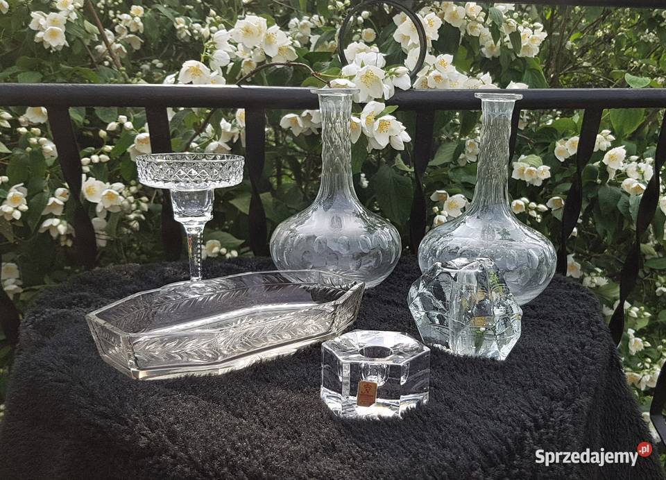 Kruształy świeczniki miseczka karafki Myszków