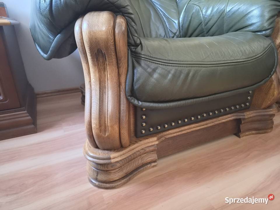 Komplet skórzany Dąb rustykalny z funkcją spania Bydgoszcz
