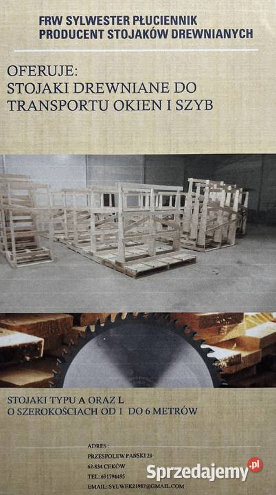 Stojaki drewniane do transportu okien drzwi i Przespolew Pański sprzedam