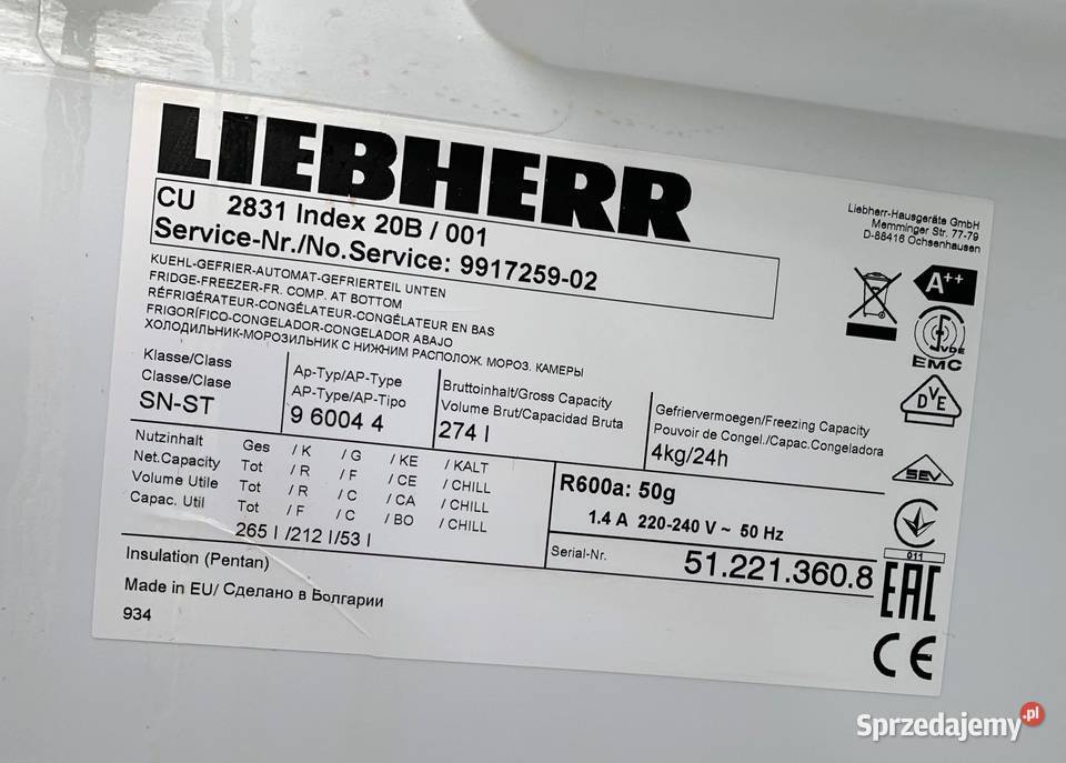 Lodówka Liebherr CU 2831 Comfort z 55cm Konstancin-Jeziorna sprzedam