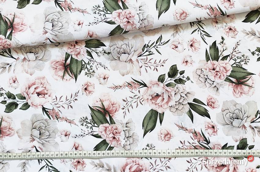 Tkanina pościelowa bawełniana na metry kwiaty
