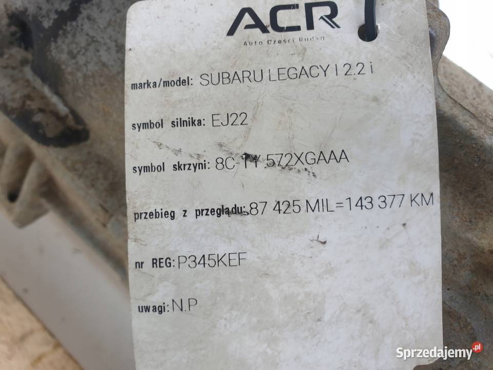 Subaru Legacy II 22 SKRZYNIA BIEGÓW 8CTY752XGAAA osobowe Janów