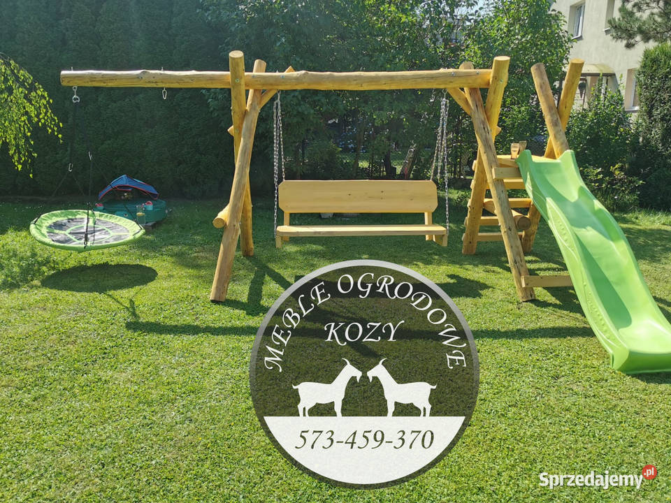 PROMOCJA Huśtawka drewniana z grubych bali plac śląskie