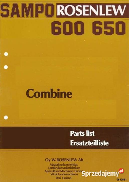 SAMPO SR580 600 650 kombajn katalog części motoryzacja, transport Kultura i Rozrywka świętokrzyskie Kielce
