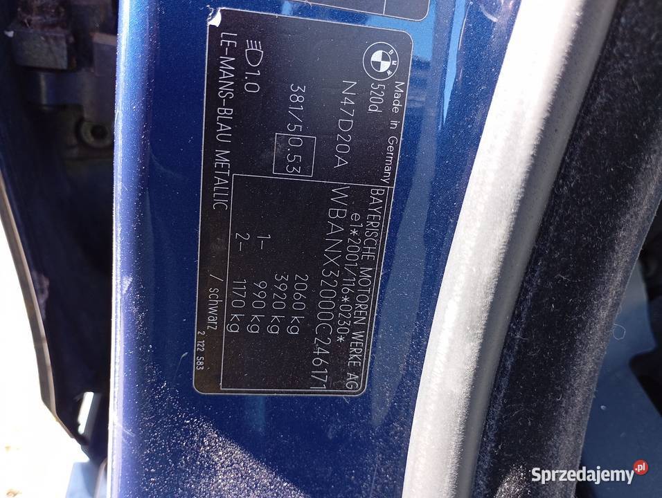 BMW E60 MPAKIET POLIFT 2008 20D 177 ANGLIK nieuszkodzony Włocławek